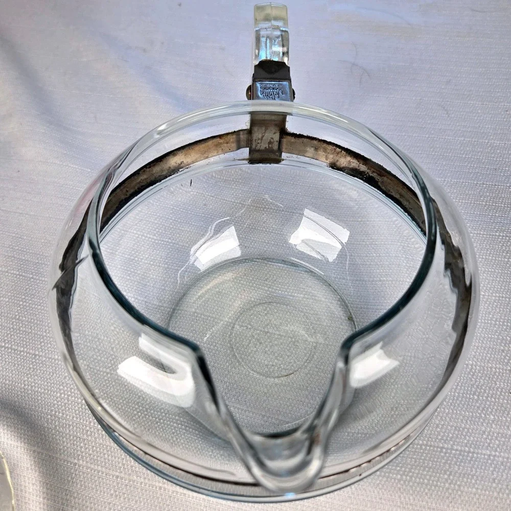 Vintage Pyrex 8126-B Clear Glass Teapot  Server Stainless Band USA MCM